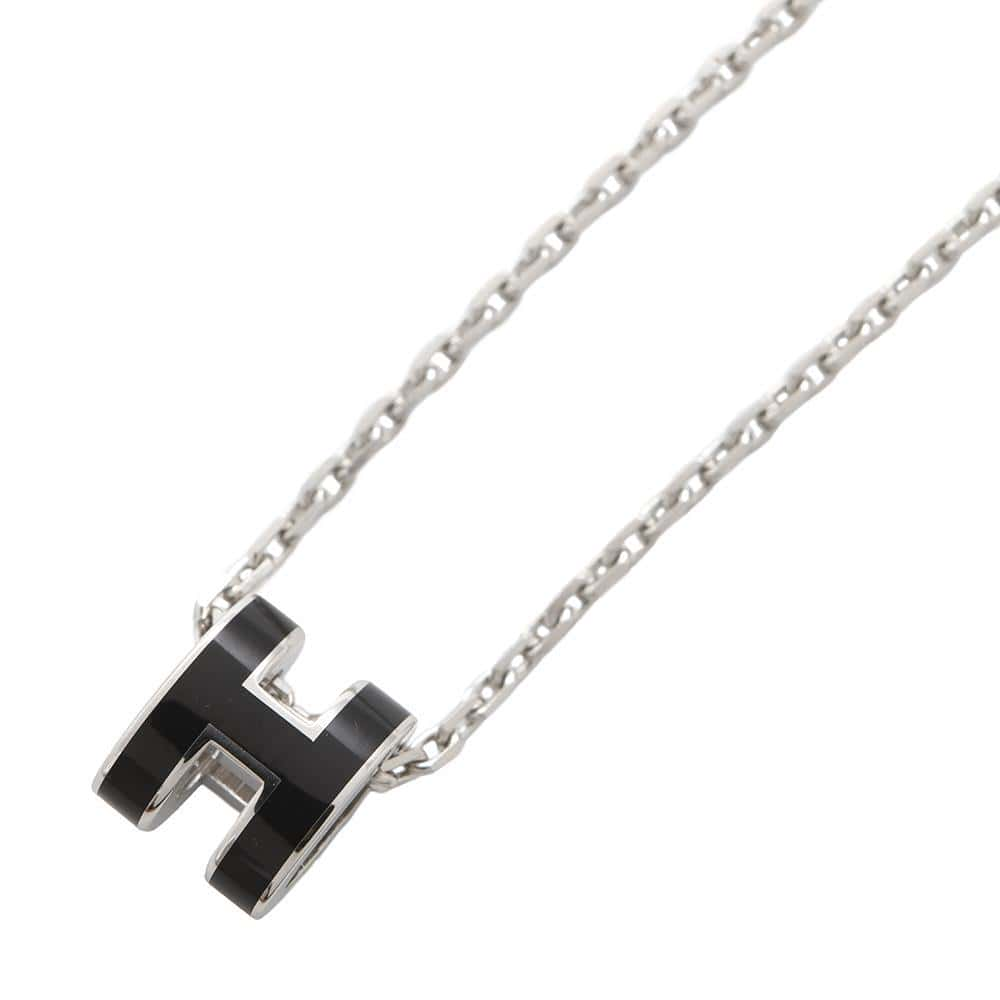 HERMES Pop Ash Necklace Black Metal Lacquer