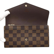 将图像加载到图库查看器中，LOUIS VUITTON Portefeuille Sarah BrownN63209 Damier Ebene Canvas
