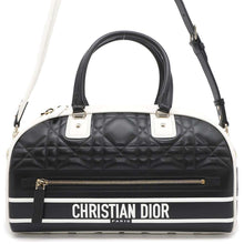 Load image into Gallery viewer, Dior Vibe Macrocannage Bowling Bag Black/WhiteM6202OFCA Leather Size Medium
