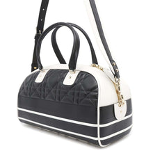 Load image into Gallery viewer, Dior Vibe Macrocannage Bowling Bag Black/WhiteM6202OFCA Leather Size Medium
