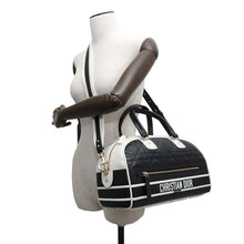 Load image into Gallery viewer, Dior Vibe Macrocannage Bowling Bag Black/WhiteM6202OFCA Leather Size Medium
