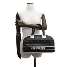 Load image into Gallery viewer, Dior Vibe Macrocannage Bowling Bag Black/WhiteM6202OFCA Leather Size Medium
