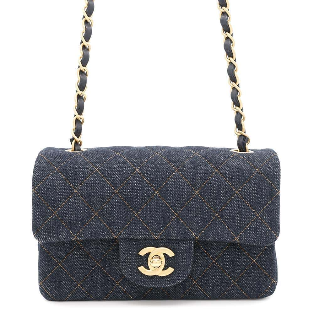 CHANEL Mini Matelasse ChainShoulder Bag BlueA69900 Denim Size Mini