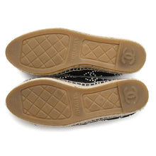 Load image into Gallery viewer, CHANEL CC Logo Pearl espadrilles BlackG38628 Jersey Patent Leather Size 36C
