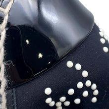 Load image into Gallery viewer, CHANEL CC Logo Pearl espadrilles BlackG38628 Jersey Patent Leather Size 36C
