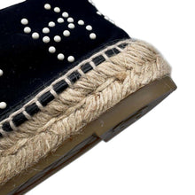 Load image into Gallery viewer, CHANEL CC Logo Pearl espadrilles BlackG38628 Jersey Patent Leather Size 36C
