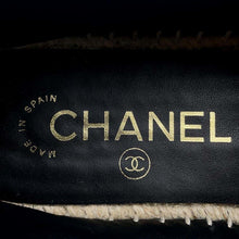 Load image into Gallery viewer, CHANEL CC Logo Pearl espadrilles BlackG38628 Jersey Patent Leather Size 36C
