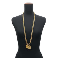 Load image into Gallery viewer, CHANEL Cambon Plate Chain Necklace Gold Metal
