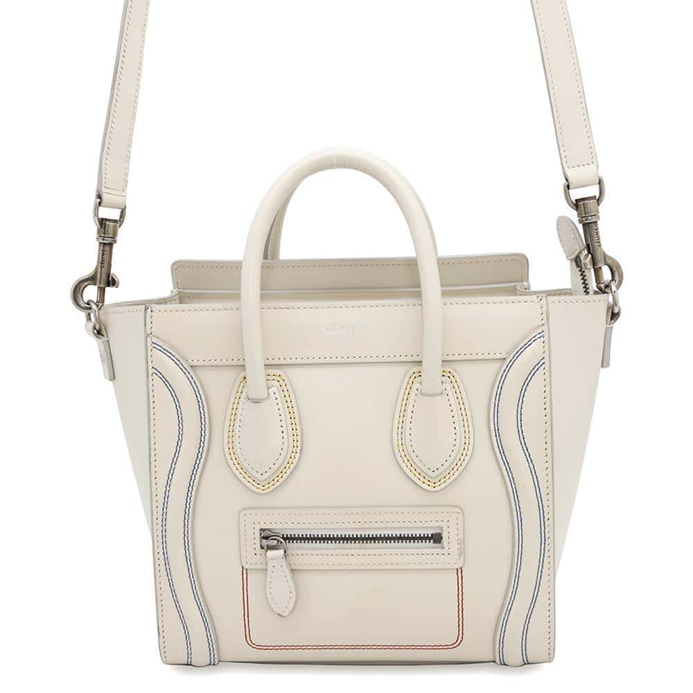 CELINE Luggage Nano Shopper 2way Ivory/Red/Blue177923ADG.01BC Leather Size Nano