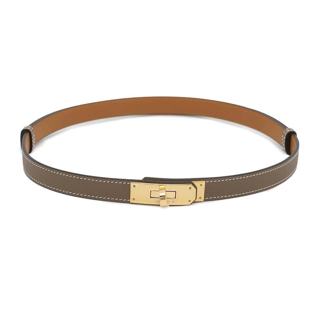 HERMES Kelly belt Etoupe Epsom Swift Leather