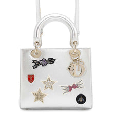 Load image into Gallery viewer, Dior Lady Dior Patchwork 2WayHandbag Silver Leather Size Medium
