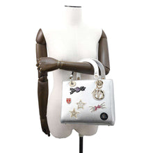 Load image into Gallery viewer, Dior Lady Dior Patchwork 2WayHandbag Silver Leather Size Medium
