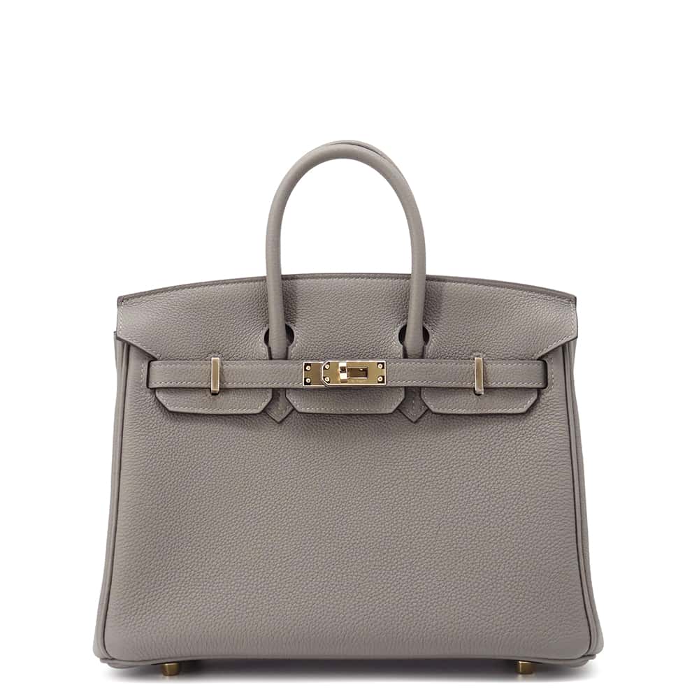 HERMES Birkin Gris Meyer Togo Leather Size 25