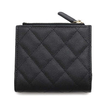 将图像加载到图库查看器中，CHANEL Small Wallet Logo Rhinestone BlackAP4174 Caviar Leather
