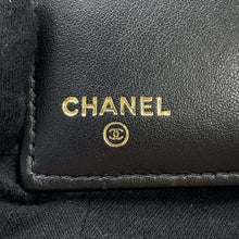 将图像加载到图库查看器中，CHANEL Small Wallet Logo Rhinestone BlackAP4174 Caviar Leather
