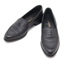 Load image into Gallery viewer, CHANEL CC logo loafers BlackG36717 Leather Size 38H
