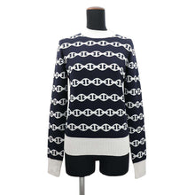 Load image into Gallery viewer, HERMES Long sleeve knit &quot;Chaine d&#39;Ancre&quot; Size 34 Blue・Noir Cashmere50% Silk50%
