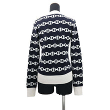 Load image into Gallery viewer, HERMES Long sleeve knit &quot;Chaine d&#39;Ancre&quot; Size 34 Blue・Noir Cashmere50% Silk50%
