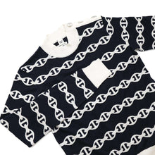 Load image into Gallery viewer, HERMES Long sleeve knit &quot;Chaine d&#39;Ancre&quot; Size 34 Blue・Noir Cashmere50% Silk50%
