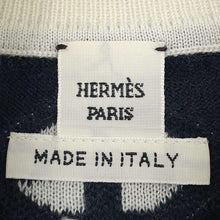 将图像加载到图库查看器中，HERMES Long sleeve knit &quot;Chaine d&#39;Ancre&quot; Size 34 Blue・Noir Cashmere50% Silk50%
