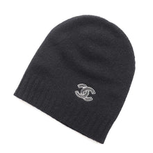 将图像加载到图库查看器中，CHANEL CC Logo knit cap Black Cashmere100%
