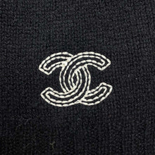 将图像加载到图库查看器中，CHANEL CC Logo knit cap Black Cashmere100%
