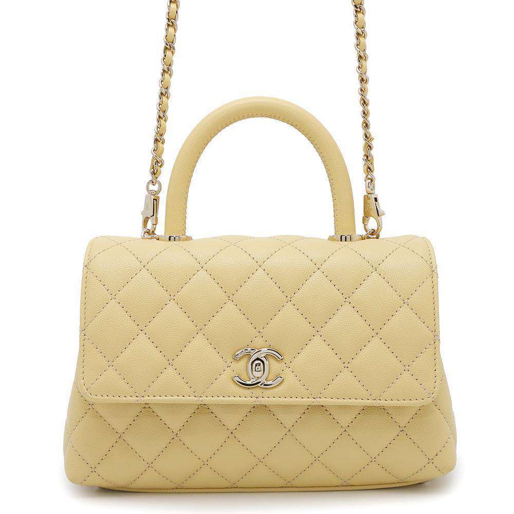 CHANEL Coco Handle 2WAYHandbag Light YellowA92990 Caviar Leather Size XS