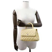 将图像加载到图库查看器中，CHANEL Coco Handle 2WAYHandbag Light YellowA92990 Caviar Leather Size XS
