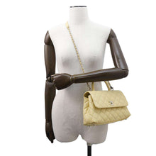 将图像加载到图库查看器中，CHANEL Coco Handle 2WAYHandbag Light YellowA92990 Caviar Leather Size XS
