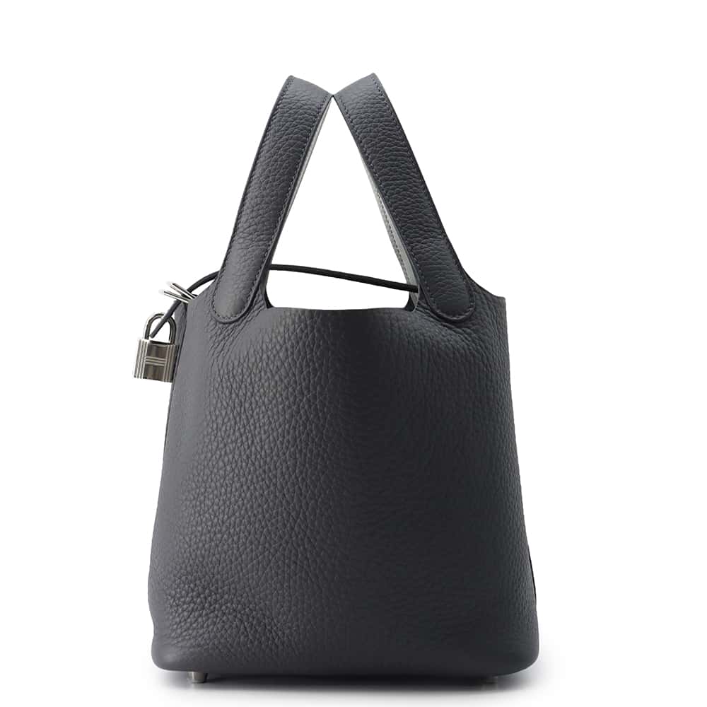 HERMES Picotin Padlock Eclat Ardoise / Green Platinum Taurillon Clemence Swift Leather Size PM