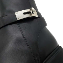 将图像加载到图库查看器中，HERMES ★Veo Boots Black Leather Size 39
