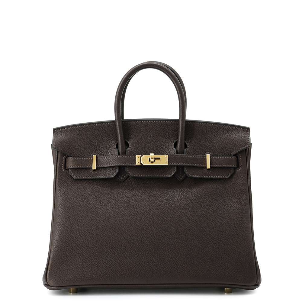 HERMES Birkin Ebene Barenia Leather Fauve Size 25