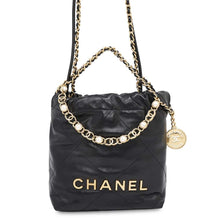 Load image into Gallery viewer, CHANEL CHANEL22 Pearl/Logo Chain 2WAY Shoulder Bag BlackAS3980 Shiny Calf Leather Size Mini
