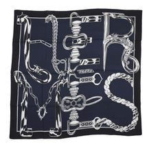 Load image into Gallery viewer, HERMES HERMES Metallic Carry Case Size 100 Marine/Black/White Cashmere70% Silk30%
