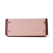 Load image into Gallery viewer, HERMES Kelly Sellier RougeSellier/Ecru/Framboise Toile Cadrille Swift Leather Size 25
