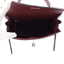 Load image into Gallery viewer, HERMES Kelly Sellier RougeSellier/Ecru/Framboise Toile Cadrille Swift Leather Size 25
