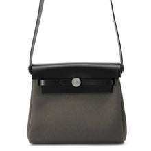 Load image into Gallery viewer, HERMES Herbag Zip Vert de Gris/Black Toile Military Vache Hunter Leather Size Mini
