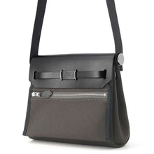 Load image into Gallery viewer, HERMES Herbag Zip Vert de Gris/Black Toile Military Vache Hunter Leather Size Mini
