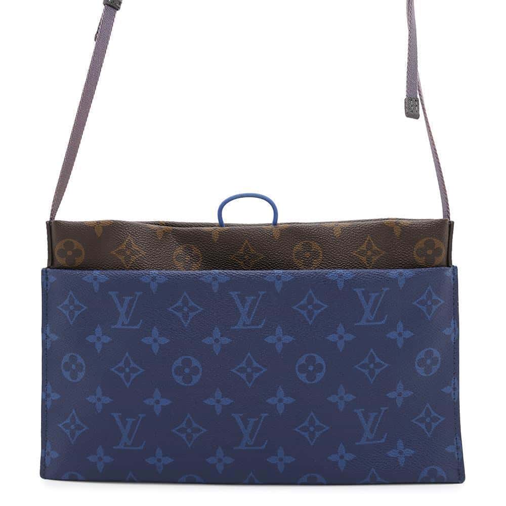 LOUIS VUITTON Split Sacoche Blue/BrownM43854 Monogram Pacific