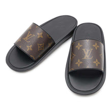 Load image into Gallery viewer, LOUIS VUITTON Sunbath Line Flat Mules Black/Brown1A8U04 Rubber Monogram Size 35
