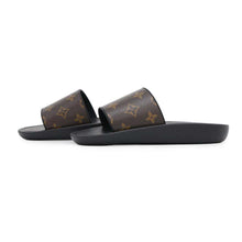 Load image into Gallery viewer, LOUIS VUITTON Sunbath Line Flat Mules Black/Brown1A8U04 Rubber Monogram Size 35
