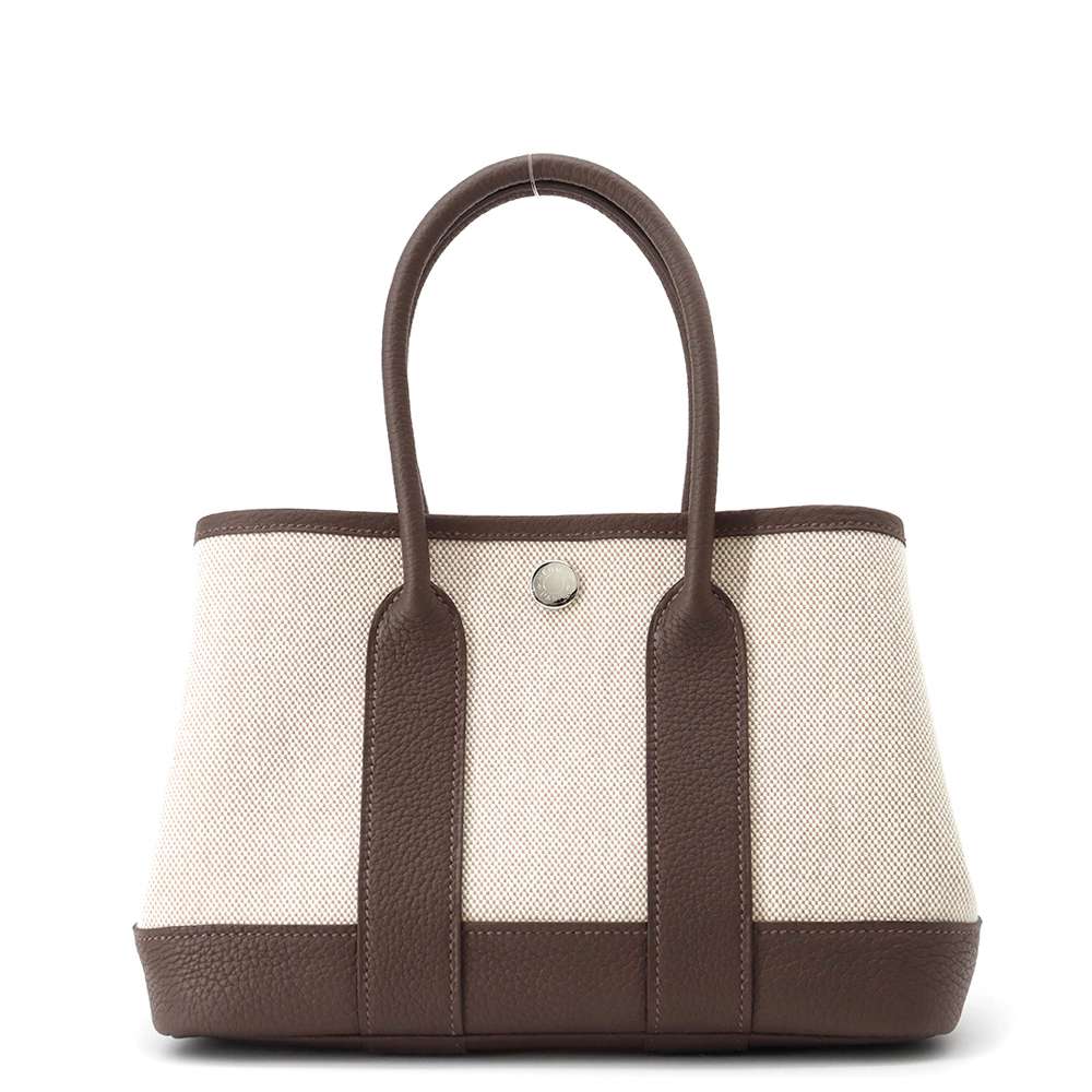 HERMES Neo Garden Ebene Toile H Viking Negonda Leather Size 23