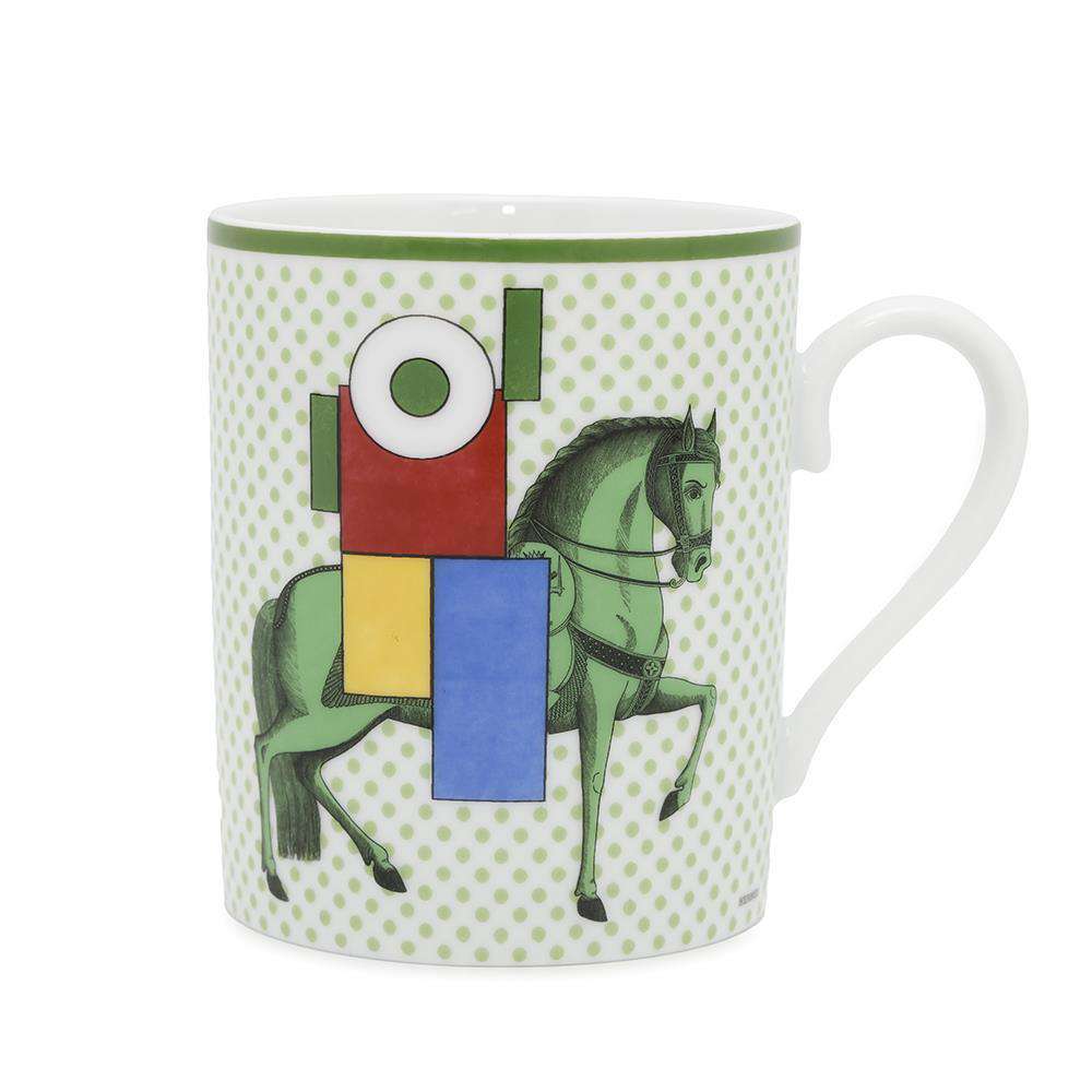 HERMES Cavalier en form mug 300ml Green Porcelain Size 300ml