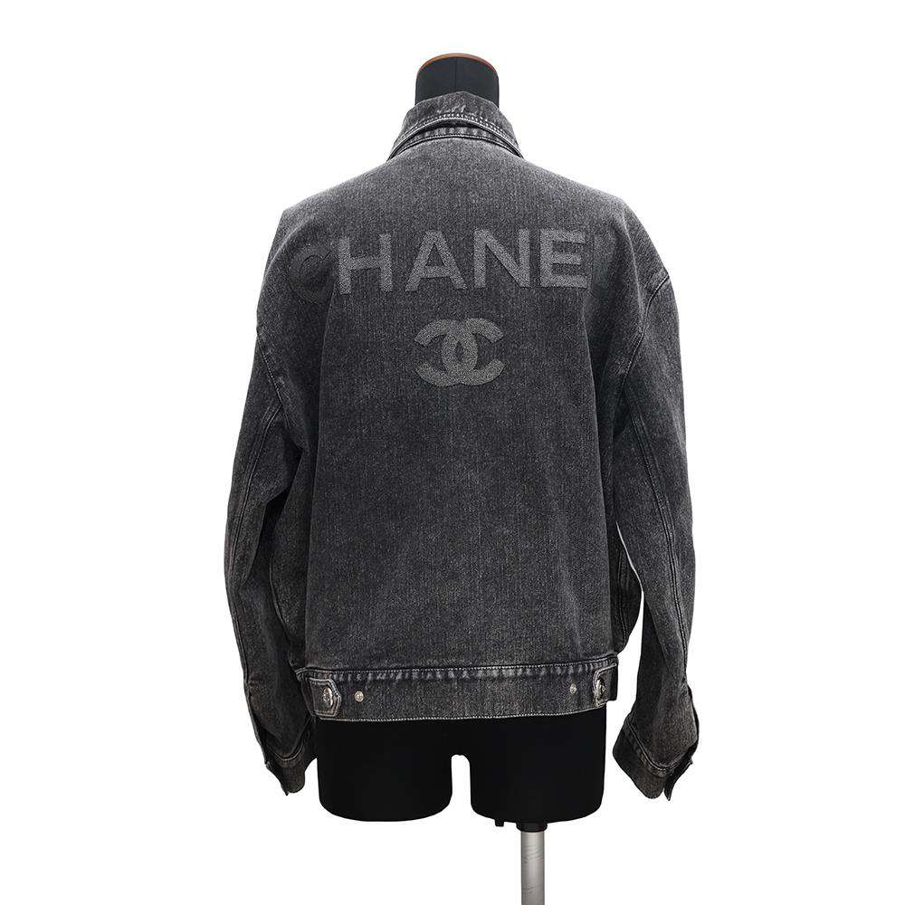 CHANEL COCO Button Denim Jacket Size 36 BlackP74033 Cotton