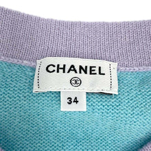 将图像加载到图库查看器中，CHANEL cardigan Size 34 Light Blue/PurpleP76463 Cashmere100% Rhinestone
