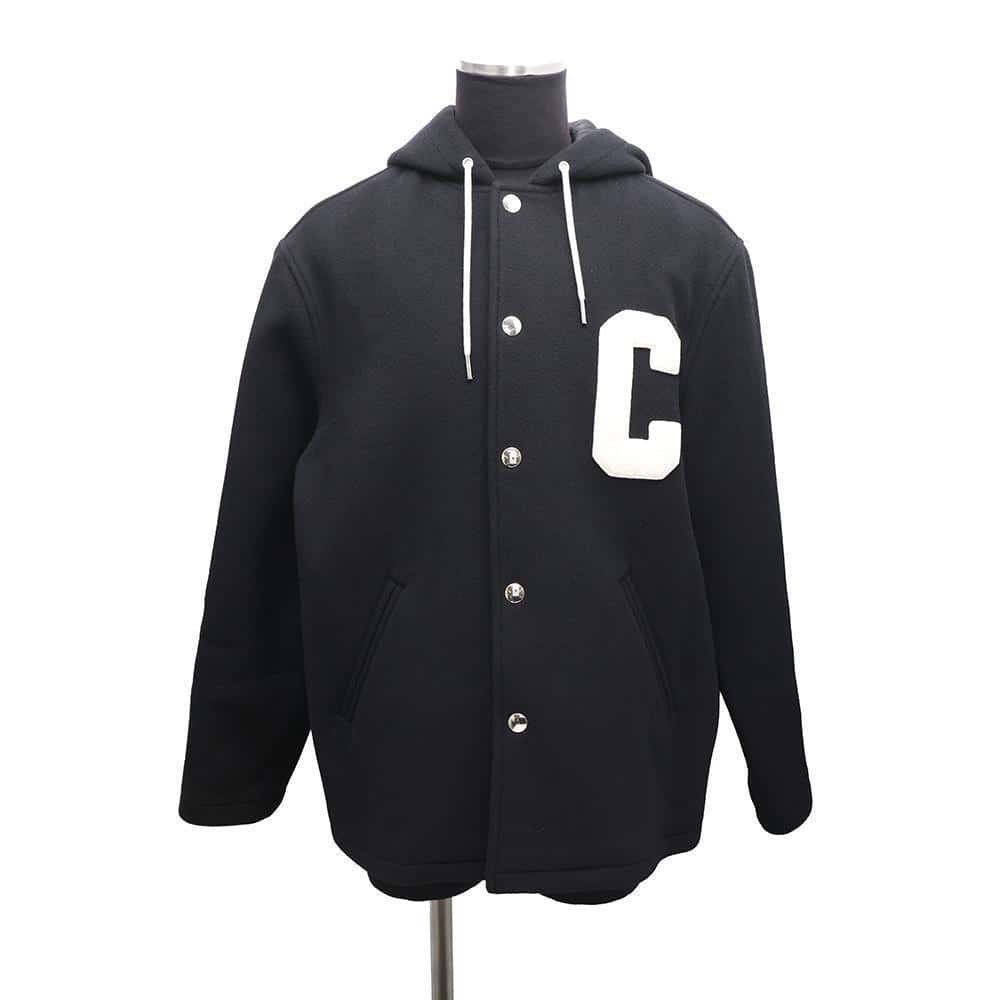 CELINE College Double Face Hoodie Size 46 Black/White2V04L553 Wool 100%