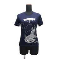 HERMES Jungle Love Cut and Sew Size 34 Navy/White Cotton100%