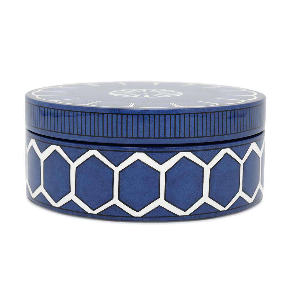 HERMES Box Blue Daiyule White/Blue LacquerWood Size MM