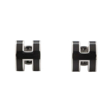 将图像加载到图库查看器中，HERMES Pop Ash Earrings Size Mini Black Metal Lacquer
