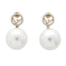 Load image into Gallery viewer, FENDI Fiz Pearl Earrings White/Gold8AG858 Metal Faux Pearl  Rhinestone
